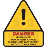 Danger - Unmanned machinery space machinery may startwithout warning